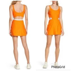 Outdoor Voices Bright Orange Athletic Dress Built-In Shorts Cutout Activewear M